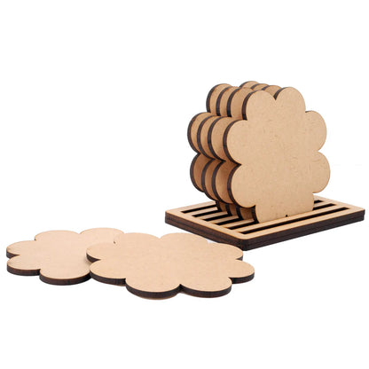 MDF Flower Shape Tea Coaster(6Pcs)