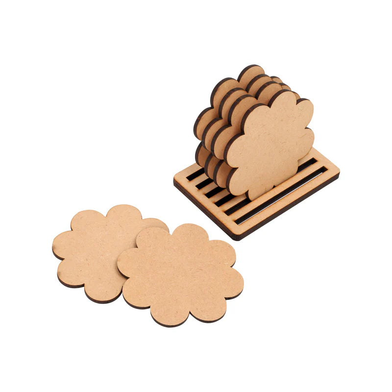 MDF Flower Shape Tea Coaster(6Pcs)