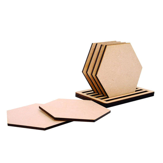 MDF Hexagon Tea Coaster(6Pcs)