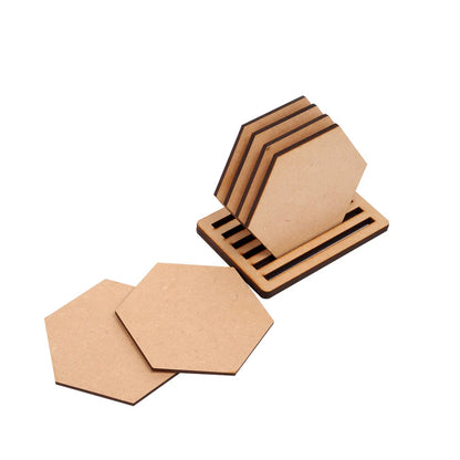 MDF Hexagon Tea Coaster(6Pcs)