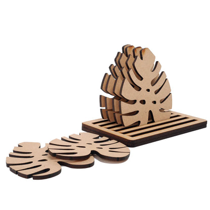 MDF Leaf Shape Tea Coaster(6Pcs)