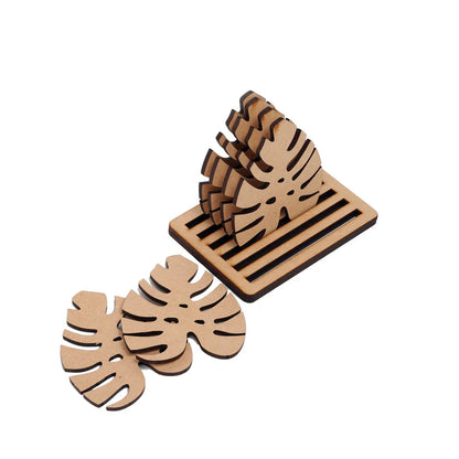 MDF Leaf Shape Tea Coaster(6Pcs)