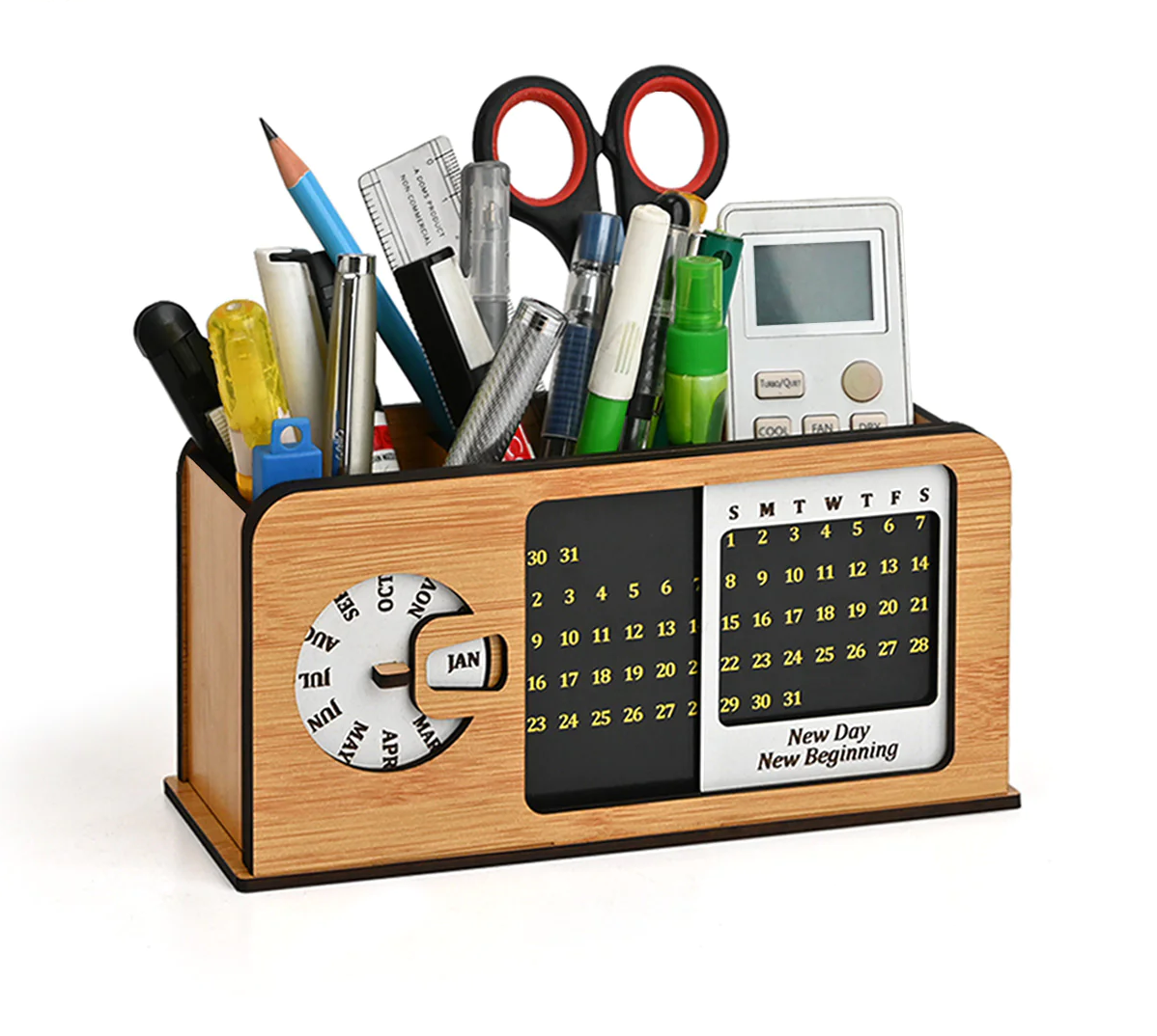 Retro Radio Look Calendar Desk Organizer | Lifetime Calendar | Desk Calendar | Desk Accessories | Corporate Gift