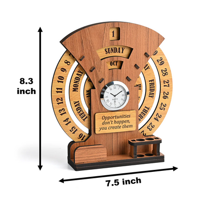 Perpetual Calendar With Pen, Card Holder And Clock | Desk Calendar | Desk Accessories | Corporate Gift