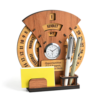 Perpetual Calendar With Pen, Card Holder And Clock | Desk Calendar | Desk Accessories | Corporate Gift