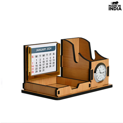 Mini Desk Organizer with Clock & Calendar | Desk Calendar | Desk Accessories | Corporate Gift