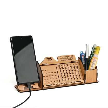 Lifetime Perpetual Calendar With Desk Organizer and Mobile Stand | Desk Calendar | Mobile Accessories | Corporate Gift