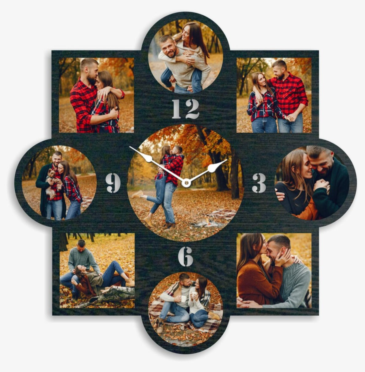 Personalised Wall Clock | 9 Photo Wall Clock | PC 12