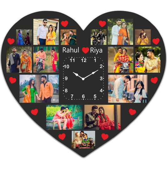 Designer Heart Wall Clock  | 15 Photo Clock | PC 14