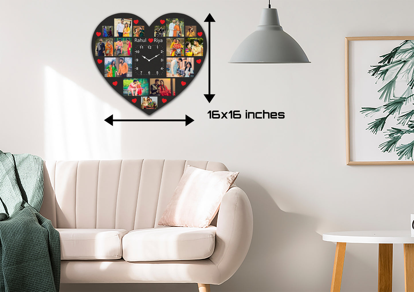 Designer Heart Wall Clock  | 15 Photo Clock | PC 14