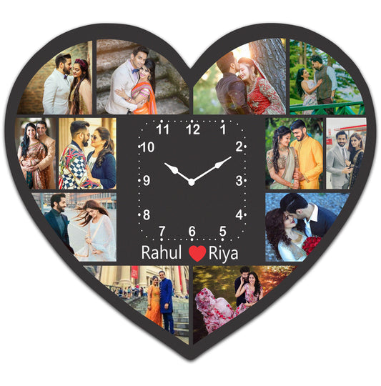 Designer Heart Wall Clock  | 12 Photo Clock | PC 15